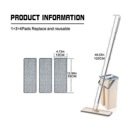 Hands-Free Flat Mop & Bucket Set