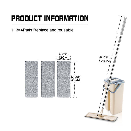 Hands-Free Flat Mop & Bucket Set